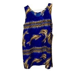 Vintage Dolphin Print Sleeveless Sun Dress One Size